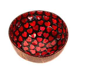 Kokosnussschale Herz rot
